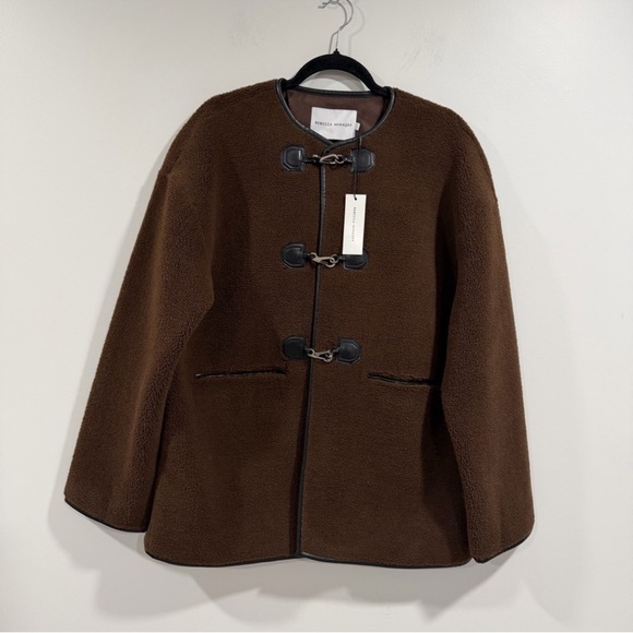 REBECCA MINKOFF Shearling Toggle Jacket Chocolate Brown Coat Size S-LNWT - Picture 4 of 5